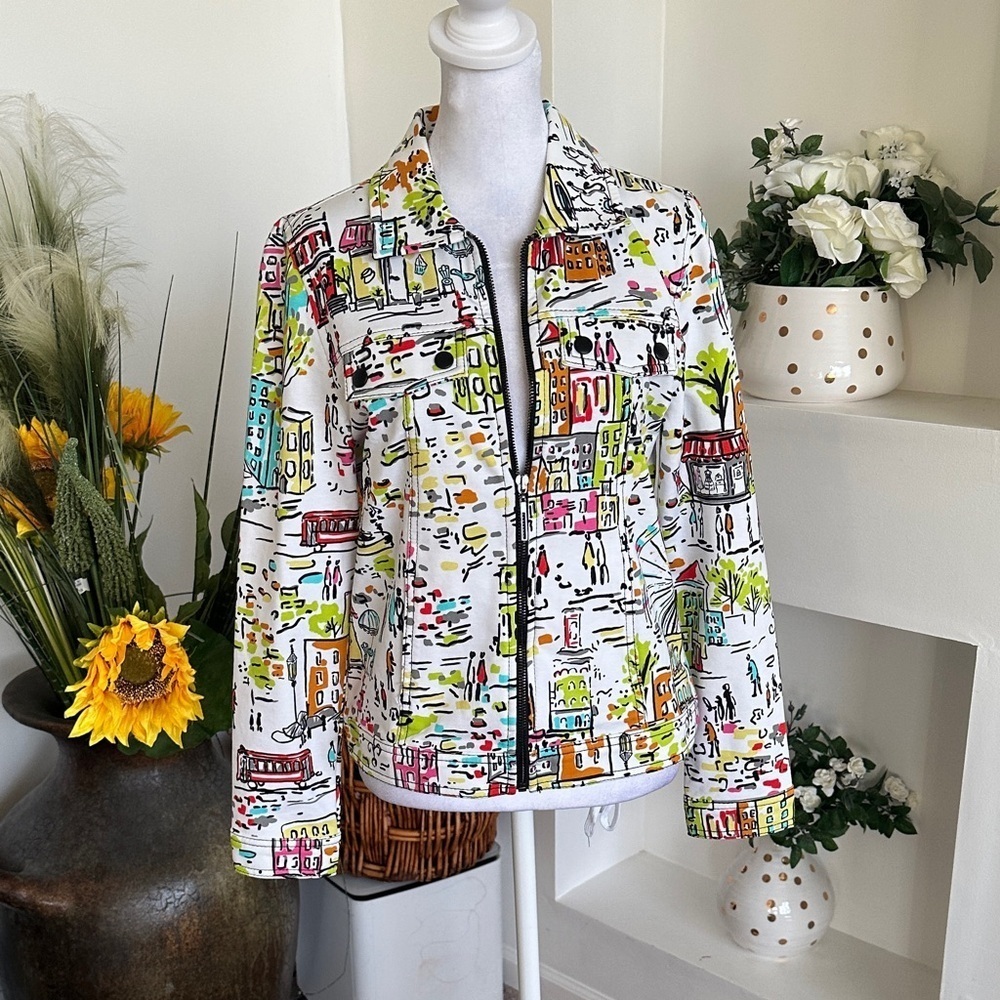 Dolcezza Colorful Graphic Women's Jean Jacket - Picture 2 of 7